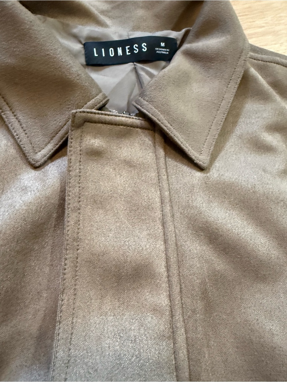 Lioness Faux Suede Bomber Jacket Taupe Size M - Picture 4 of 10